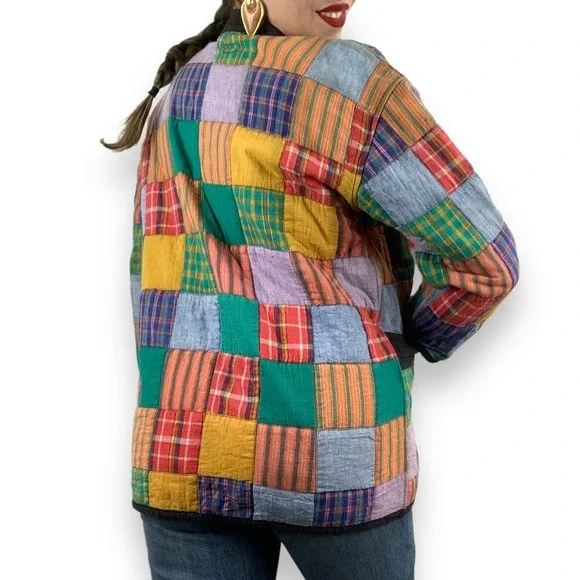❌SOLD❌90's patchwork color block cotton spring jacket by OSY - Picture 12 of 16